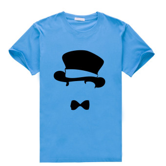 Mr.Hat Gentlemanly Cotton Soft Men Short Sleeve T-Shirt (Blue)   