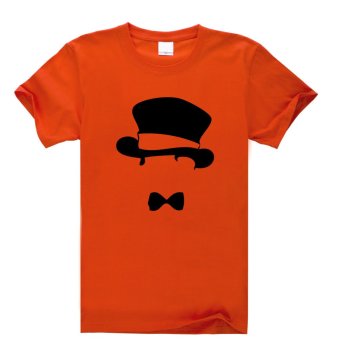 Mr.Hat Gentlemanly Cotton Soft Men Short Sleeve T-Shirt (Orange)   