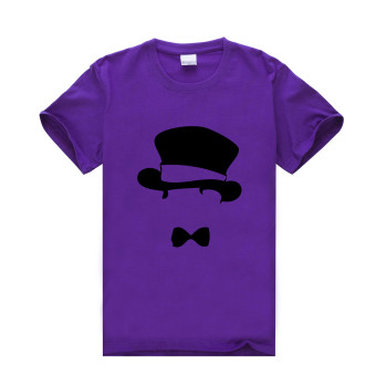Mr.Hat Gentlemanly Cotton Soft Men Short Sleeve T-Shirt (Purple)   