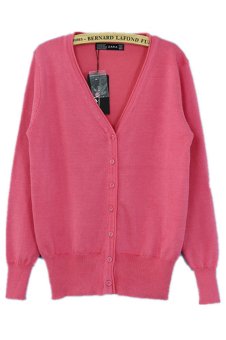 MSSHE Knitwear V Neck Coat 031424?Rubber Red?  