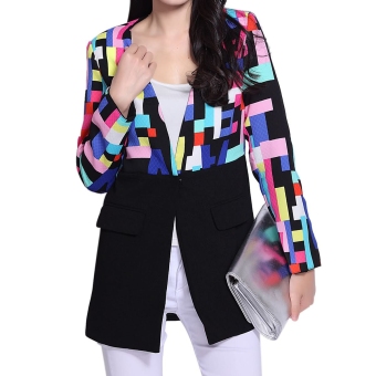 Multi-Colored Long Sleeve Geometric Blazer For Women  