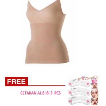 Munafie Atasan Slimming Body Shaper / Korset Pelangsing Perut, Dada dan Pinggang - Nude + Free Cetakan Alis 3 in 1  