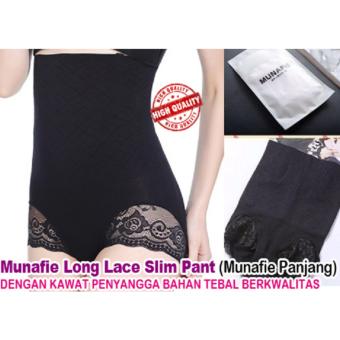 Munafie Long Lace Pants High Waist Renda Dengan Kawat Penyangga - Hitam  
