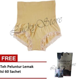 Munafie Slim Pant Celana Korset - Celana Pelangsing Tubuh - Cream - Free Teh Peluntur Lemak 60 Pcs  