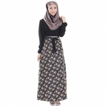 Muslim dress couture dress Printed fashion women's dresses (black)  
