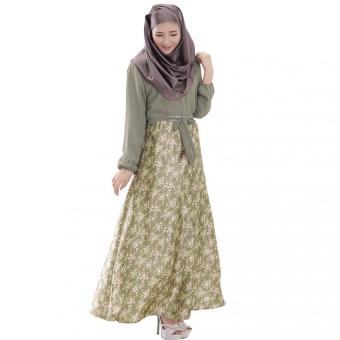 Muslim dress couture dress Printed fashion women's dresses(blue green)  