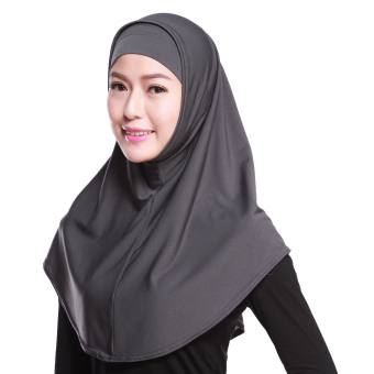 Muslim Hijab Crystal Hemp Scarf Cranium LIDS Hat Suit - Crystal hemp Cranium LIDS Hat Suit Tudung - Gray - intl  