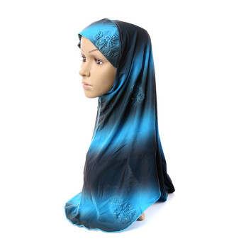 Muslim Islamic Gradation Crystal Printed Hijab Scarf Shawls For Women MSL005-1# (Intl)  