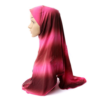 Muslim Islamic Gradation Crystal Printed Hijab Scarf Shawls For Women MSL005-2# (Intl)  