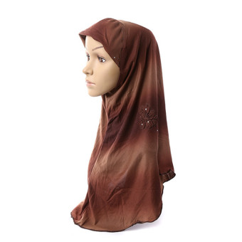 Muslim Islamic Gradation Crystal Printed Hijab Scarf Shawls For Women MSL005-4# (Intl)  