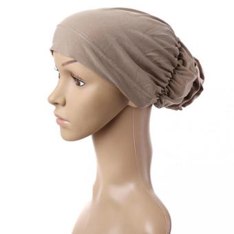 Muslim Islamic Hijab Drape Design Disk Flower Hat For Women MSL004-khaki - Intl (Intl)  