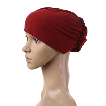 Muslim Islamic Hijab Drape Design Disk Flower Hat For Women MSL004-wine red - Intl (Intl)  