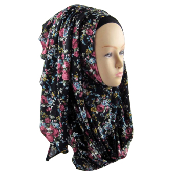 Muslim Islamic Printing Flower Hijab Scarf Shawls For Women MSL008-4# - Intl (Intl)  