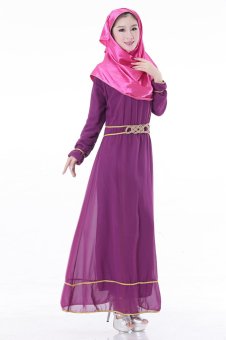 Muslim robes Chiffon Double layer Jubah Purple  