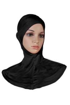 Muslim Under Scarf Inner Cap Hat Hijab Neck Cover Headwear (Black)  