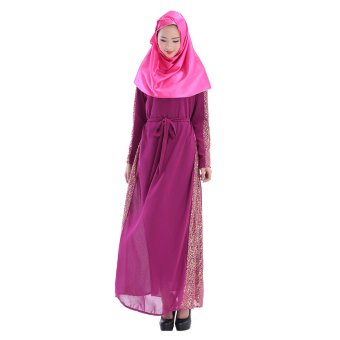 Muslim women chiffon dress Muslim dress (Purple) - intl  