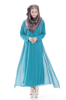 Muslim women gown long-sleeved dress (Sky Blue) - intl  