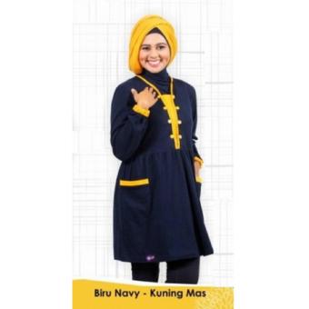 Mutif Blouse Atasan M-104 Kaos Wanita Baju Muslim Tunik Kemeja Kaos Biru Navy  