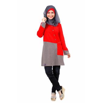 Mutif Blouse Atasan M-106 Kaos Wanita Baju Muslim Tunik Kemeja Kaos Merah Cabe  