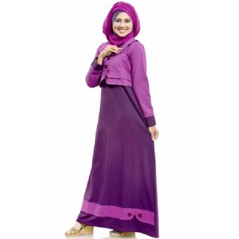 Mutif M-100 Dress Wanita Baju Muslim Modern Gamis Katun Combed Kaos Purple  