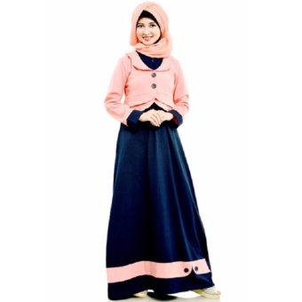 Mutif M-100 Dress Wanita Baju Muslim Modern Gamis Katun Combed Kaos Pink  