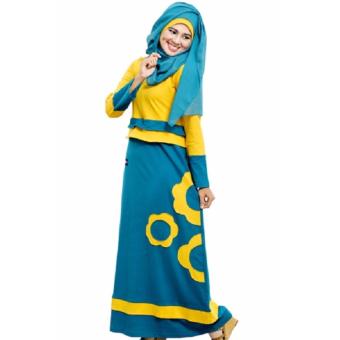 Mutif M-102 Dress Wanita Baju Muslim Modern Gamis Katun Combed Kaos Kuning Kunyit  