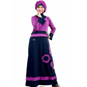 Mutif M-102 Dress Wanita Baju Muslim Modern Gamis Katun Combed Kaos Purple  