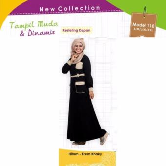 Mutif M-110 Dress Wanita Baju Muslim Modern Gamis Katun Combed Kaos Hitam  