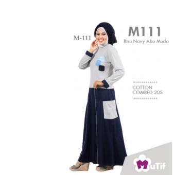 Mutif M-111 Dress Wanita Baju Muslim Modern Gamis Katun Combed Kaos Biru Navy  