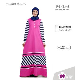 Mutif M-153 Dress Wanita Baju Muslim Modern Gamis Katun Combed Kaos Very Berry  
