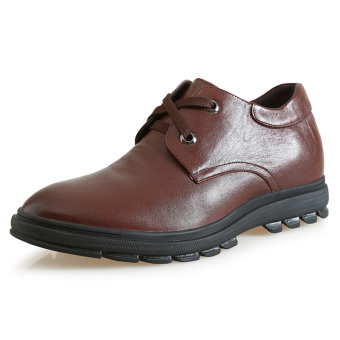 MX86530 2.56 Inches Taller-Genuine Leather Height Increasing Elevator Oxfords Business Flat Shoes Color Brown (Intl)  