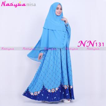 Nasywanisa Baju Muslim Dress Gamis Menyusui NN131 - Biru  