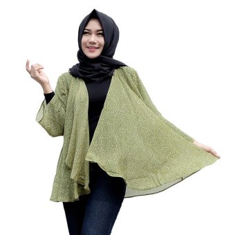 Nasywanisa Cardigan Katun Motif Batik NN001 - Hijau  