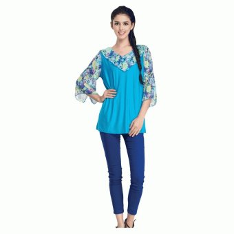 Nataria Brand Blouse Wanita LA 57998- Biru  