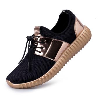 New Arrival Couple's Breathable Mesh Sneakers Light Sport Shoes for Men ( Gold ) - intl  