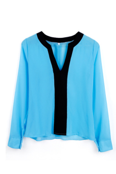 New Arrival Spring Summer Casual Shirts Women Long Sleeve Chiffon Blouses Slim Fashion Tops Blue - intl  