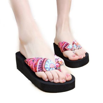 New Bohemian Beach Flip-Flops and Women Sandals and Slippers With Slip Resistant (Black)  