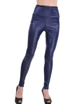 New fashion 2015 High Waist legging Stretch Faux Leather black 4 color sexy women Pants legging Blue  