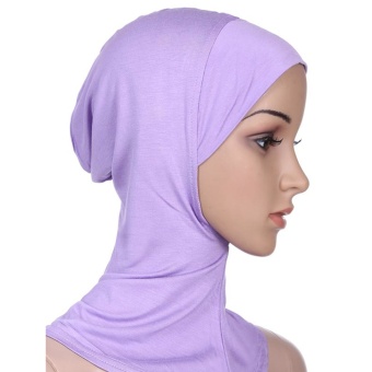 New Fashion Full Cover Muslim Inner Hijab Cap Islamic Turban Beanies Underscarf Modal Ninja Hijab Light Purple - Intl  