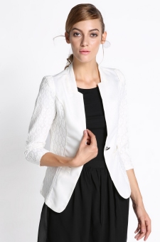 New Fashion Jacket Women Lace Suit Casual 3/4 Sleeves Slim Coat Single Button Basic Jacket  