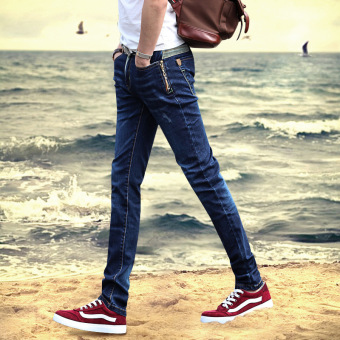 New Fashion Men Stylish Straight Slim Fit Trousers Casual Jean (blue) (Intl) - Intl  