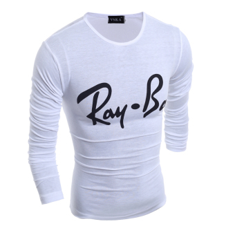 New fashion Men T-shirt long sleeved T-shirt letters printing t-shirt (white)-intl - intl  
