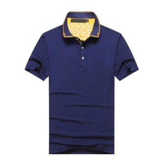 New Fashion Men's Casual Turndown Short-Sleeved Polo-Shirt(Blue) - intl  