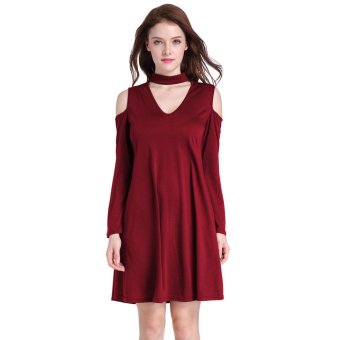 New Fashion Pregnant Women Sleep Skirt Loose Dress S M L Xl Wine Red - intl  