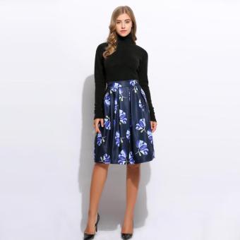 New Fashion Women Casual High Waist Floral Prints A-Line Pleated Skirts - intl  