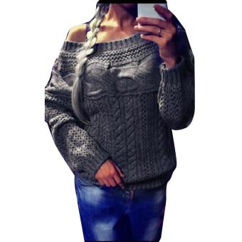 New Fashion Women Casual Off Shoulder Long Sleeve Knit Knitwear Pullover Sweater - intl  