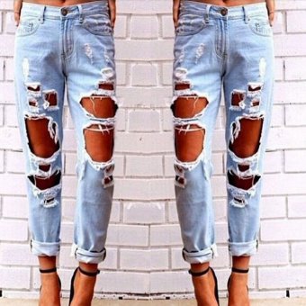 New Fashion Women Sexy Demin Hole Jeans Loose Casual Jeans  