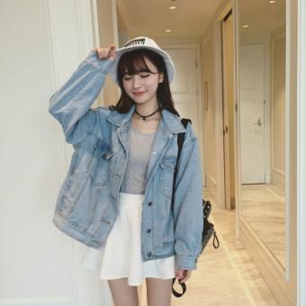 New Korean Women Harajuku BF loose denim jacket - light blue - intl  