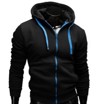 New Men Slim Pullover Hoodie Warm Hooded Sweatshirt (Black)2XL - intl  