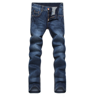 New Men's Denim Jeans Fashion Casual Leisure Pants straight legged long trousers blue  